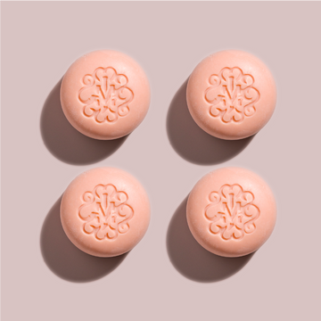 Recharges après-shampoing solide nutrition intense Maison Jearom, quatre galets rosés